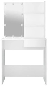 Toucador Elma com Espelho e Luzes LED - Branco - Design Moderno
