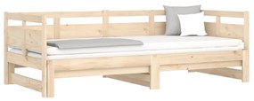 Sofá-cama de puxar pinho maciço 2x(90x190) cm