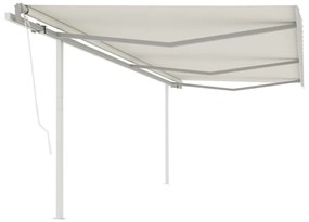 Toldo retrátil automático com postes 6x3,5 m cor creme