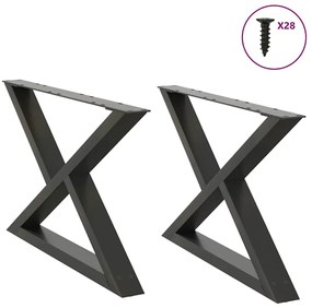 vidaXL Pés para mesa de centro 2 peças antracite 70x(42-43,3) cm aço