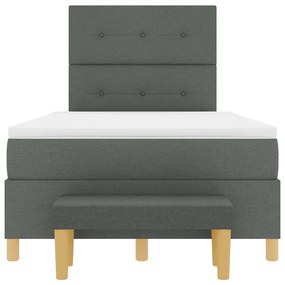 Cama Box Spring com Colchão e Banco Cinza Escuro 120x190 cm Tecido