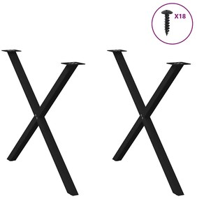 Pés para mesa de jantar em formato de X, 2 peças, preto, 90x (72-73) c