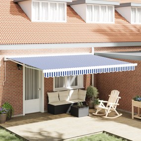 vidaXL Toldo Retrátil Automático Azul e Branco 450x300 cm
