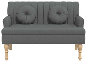 Banco c/ almofadões 113x64,5x75,5 cm tecido cinzento-escuro