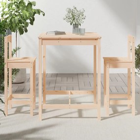 3 pcs conjunto de bar para jardim madeira de pinho maciça