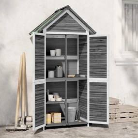 vidaXL Abrigo p/ ferramentas jardim 89x52,5x175 cm pinho maciço cinza