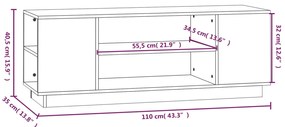 Móvel de TV 110x35x40,5 cm madeira de pinho maciça branco