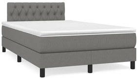 vidaXL Cama box spring c/ colchão e LED 120x190 cm tecido cinza-escuro