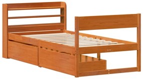 Cama sem colchão 75x190 cm madeira de pinho maciça castanho-mel