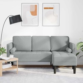 Sofá em L 3 lugares vidaXL Cinzento claro 160 cm em Tecido