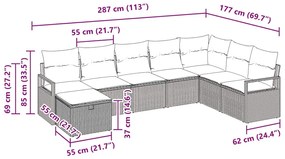 Conjunto de Sofás de Jardim vidaXL de 8 Peças com Almofadas Bege de Ra