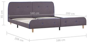 Estrutura de cama 160x200 cm tecido cinzento-acastanhado