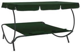 Espreguiçadeira com toldo e almofadas verde