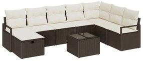 Conjunto de Sofá de Jardim vidaXL de 9 Peças com Almofadas de Rattan C