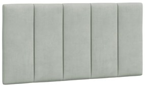 Estrutura de cama c/ luzes LED 100x200 cm veludo cinzento-claro