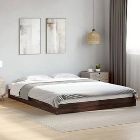 vidaXL Estrutura de cama s/ colchão deriv. madeira carvalho castanho