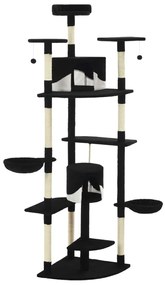 Árvore p/ gatos c/ postes arranhadores sisal 203cm preto/branco