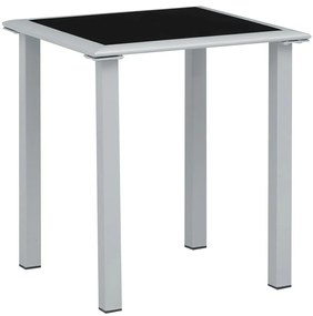 Mesa de jardim 41x41x45 cm aço prateado e vidro preto