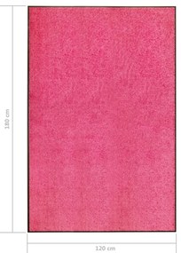 Tapete de porta lavável 120x180 cm rosa