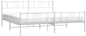 Estrutura de cama com cabeceira e pés 193x203 cm metal branco