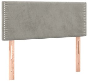 Cama box spring colchão LED 120x190 cm couro artif. cinza-claro