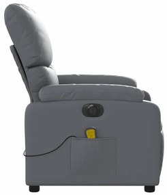 Poltrona massagens reclinável elétrica couro artif. cinzento