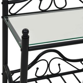 Mesa de cabeceira aço e vidro temperado 45x30,5x60 cm preto