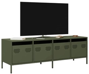 Móvel de TV 135x39x43,5 cm aço laminado a frio verde-azeitona