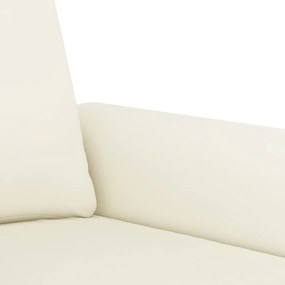 Sofá de 3 lugares 180 cm veludo cor creme