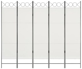 vidaXL Divisória de quarto com 5 painéis 200x180 cm branco