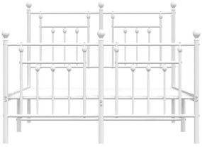 Estrutura de cama com cabeceira e pés 135x190 cm metal branco