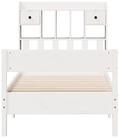 Cama com estante sem colchão 90x190 cm pinho maciço branco