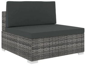 Assento de centro seccional c/ almofadões 1 pc vime PE cinzento