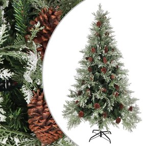 Árvore de Natal com pinhas 195 cm PVC e PE verde e branco