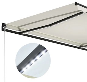 Toldo retrátil manual com LED 600x300 cm cor creme