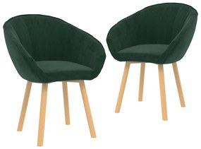 vidaXL Cadeiras de jantar 2 pcs veludo verde-escuro