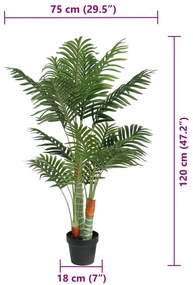 Palmeira artificial com 3 troncos 120 cm PP verde