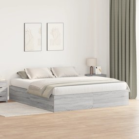 Estrutura de Cama Armazenamento vidaXL Cinza Sonoma 200x200 cm