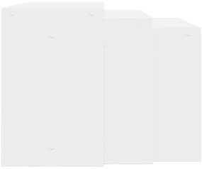 Mesas de encastrar 3 pcs derivados de madeira branco