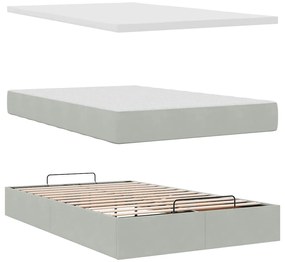 Cama otomana com colchão cinza claro 120x190 cm Veludo