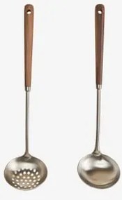 Conjunto De Escumadeira E Concha Em Aço Inoxidável E Madeira De Acácia Genrubin Castanho Acácia - Sklum