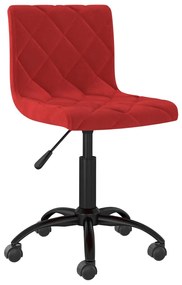 vidaXL Cadeira de escritório giratória veludo vermelho tinto