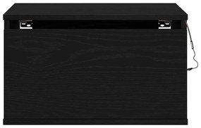 Criado-mudo vidaXL com LED montado na parede Carvalho Preto 50x36x30 c