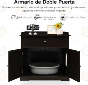 Movel para Caixa de areia para gatos (NÃO INCLUIDA)  76 x 53 x 74 cm com 2 portas Café