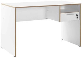Secretária "Simple" com Gaveta - 120 x 75 x 60 cm - Branco e Carvalho