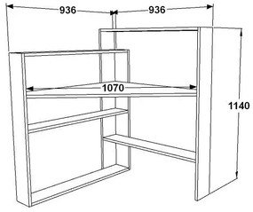 Secretária Kelly – Nogueira/Branco – 93,6 cm x 114 cm