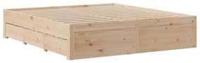 Cama sem colchão com gavetas 200x200 cm madeira de pinho maciça