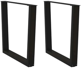 Pernas para mesa de jantar em V, 2 peças, pretas, 80x(72-73,3) cm, aço