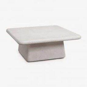 Mesa De Centro Para Jardim Quadrada 105x105 Cm Em Cimento Maelis Cinza Pedra Claro - Sklum