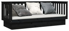 Sofá-cama 75x190 cm madeira de pinho maciça preto